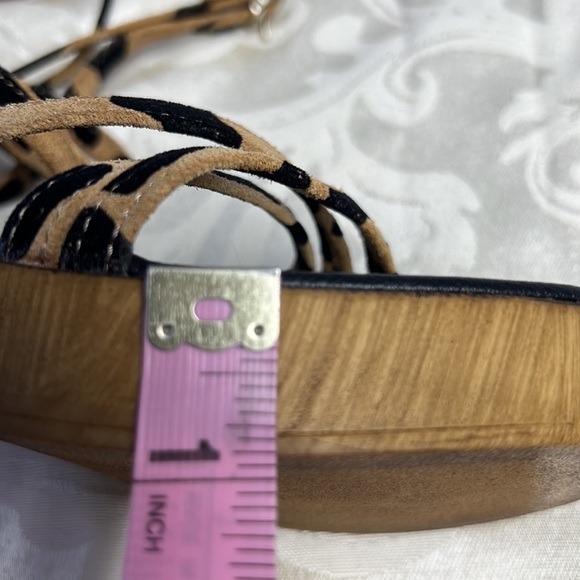 Christian Di Riccio Leopard Cheetah Strappy Platform Heeled Sandals Clog - Picture 15 of 15